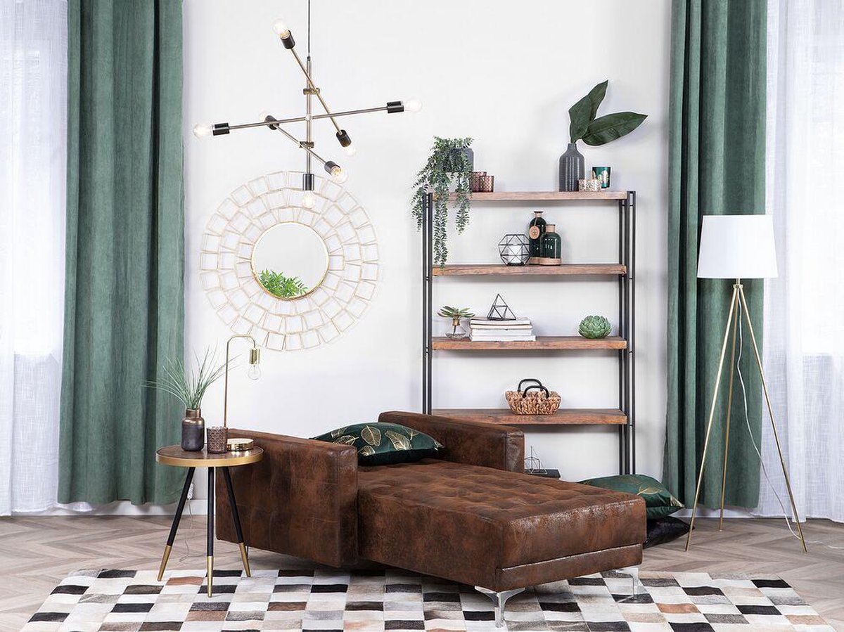 Beliani Aberdeen Chaise Longue Kunstleer 168 X 107 Cm - Bruin