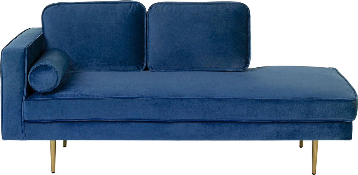 Beliani Miramas Chaise Longue Fluweel 79 X 171 Cm - Blauw