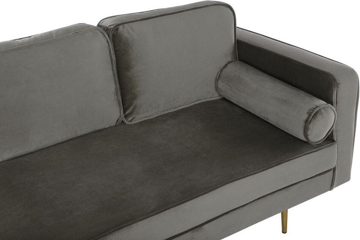 Beliani Miramas Chaise Longue Fluweel 79 X 171 Cm - Grijs