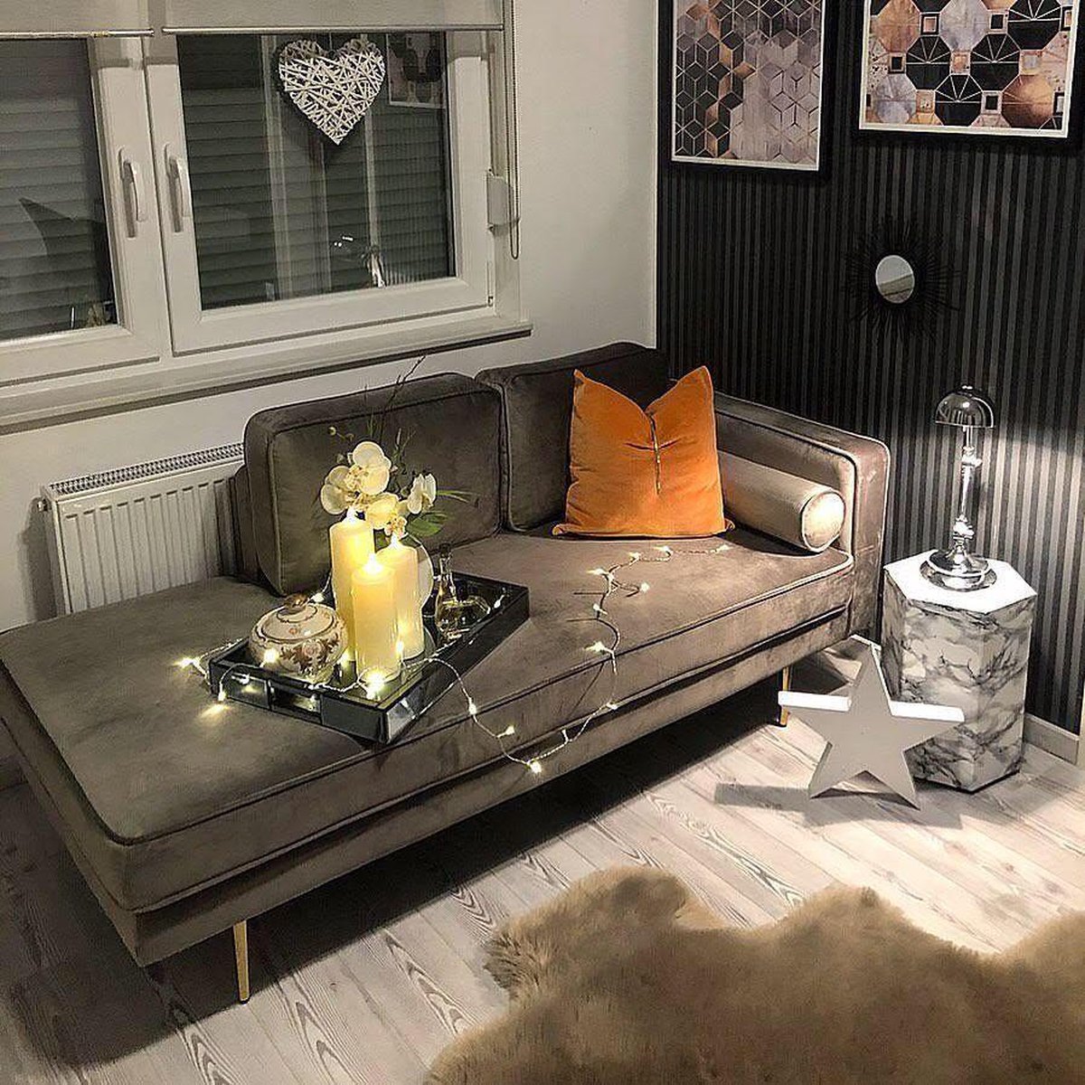 Beliani Miramas Chaise Longue Fluweel 79 X 171 Cm - Grijs