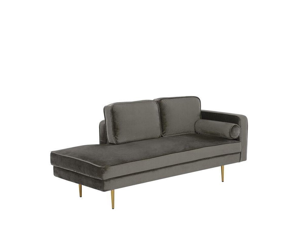 Beliani Miramas Chaise Longue Fluweel 79 X 171 Cm - Grijs
