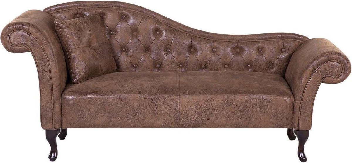 Beliani Lattes Chaise Longue Kunstsuède 188 X 59 Cm - Marrón