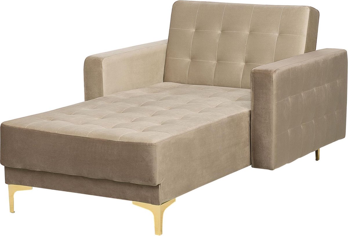 Beliani Aberdeen Chaise Longue Fluweel 168 X 107 Cm - Beige