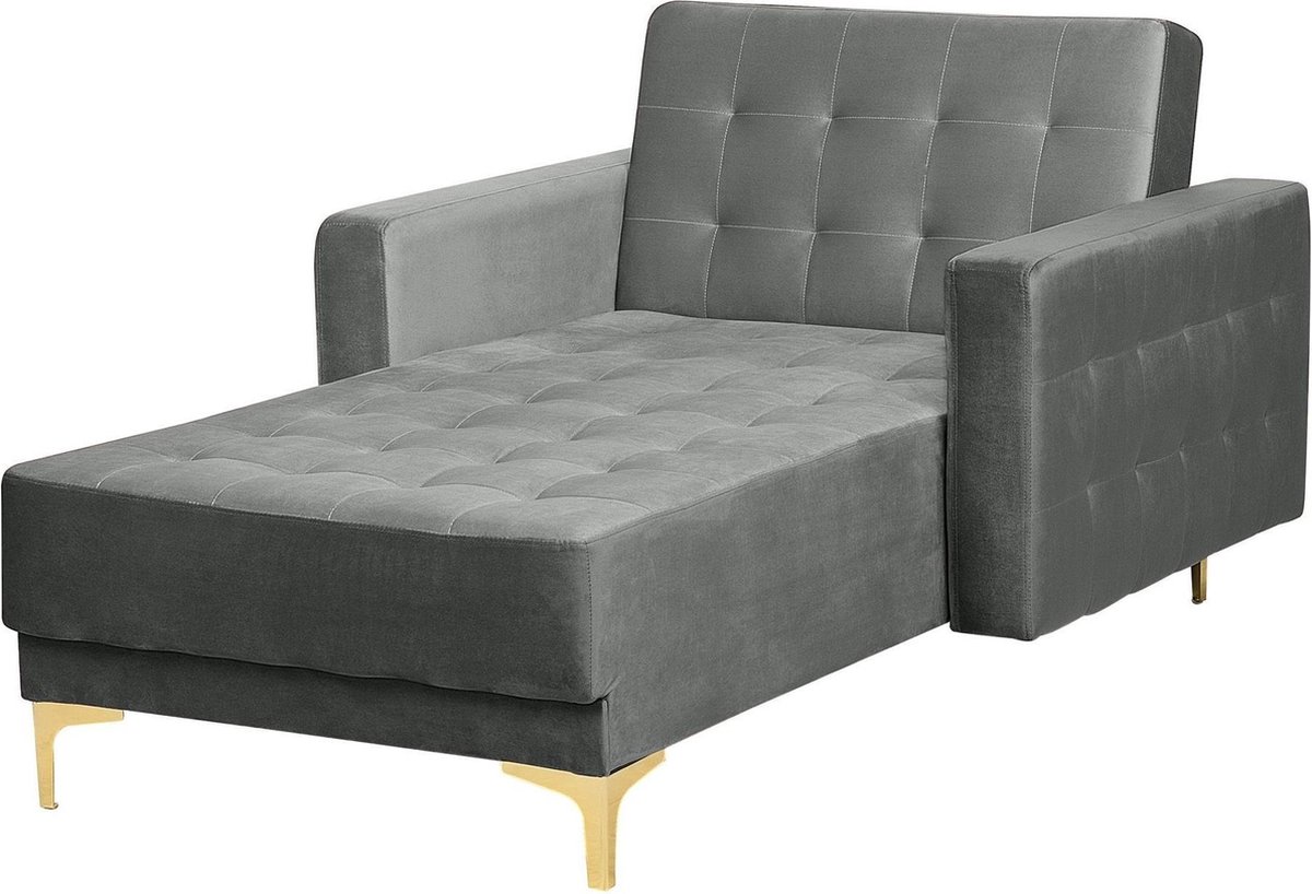 Beliani Aberdeen Chaise Longue Fluweel 168 X 107 Cm - Gris