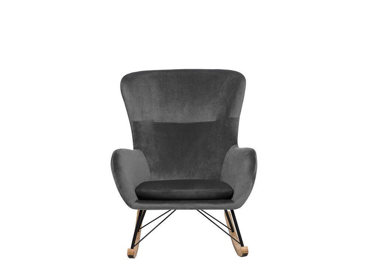 Beliani Ellan Schommelstoel Fluweel 90 X 71 Cm - Grijs