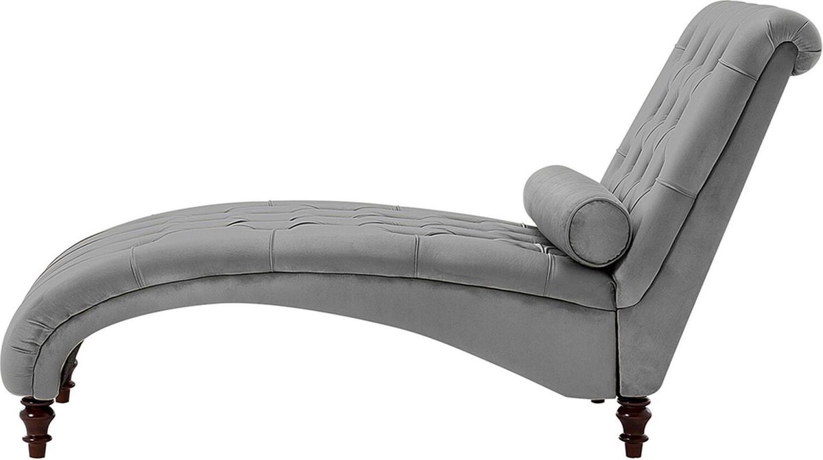 Beliani Muret Chaise Longue Fluweel 72 X 163 Cm - Grijs