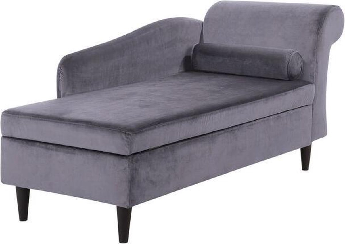 Beliani Luiro Chaise Longue Fluweel 70 X 160 Cm - Grijs