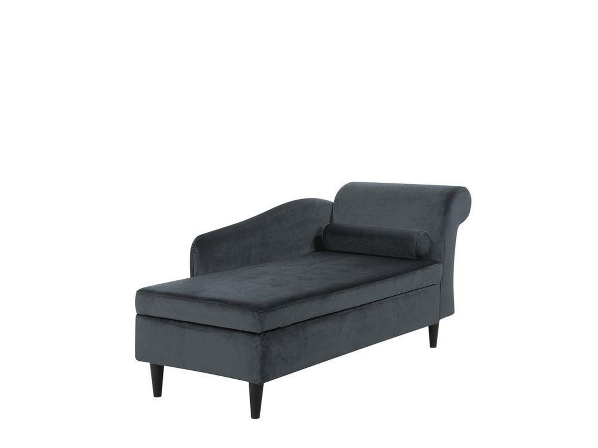 Beliani Luiro Chaise Longue Fluweel 70 X 160 Cm - Grijs