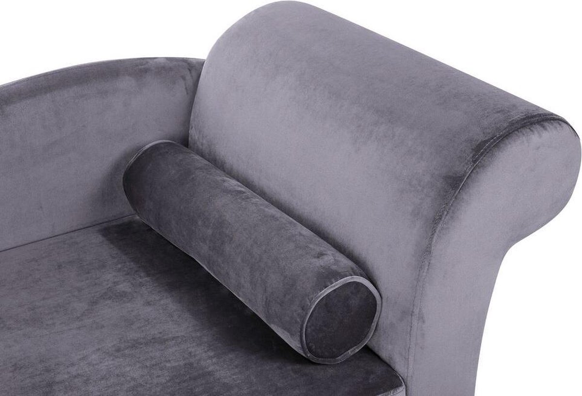 Beliani Luiro Chaise Longue Fluweel 70 X 160 Cm - Grijs