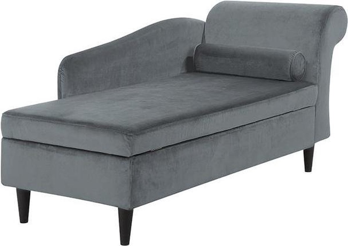 Beliani Luiro Chaise Longue Fluweel 70 X 160 Cm - Grijs
