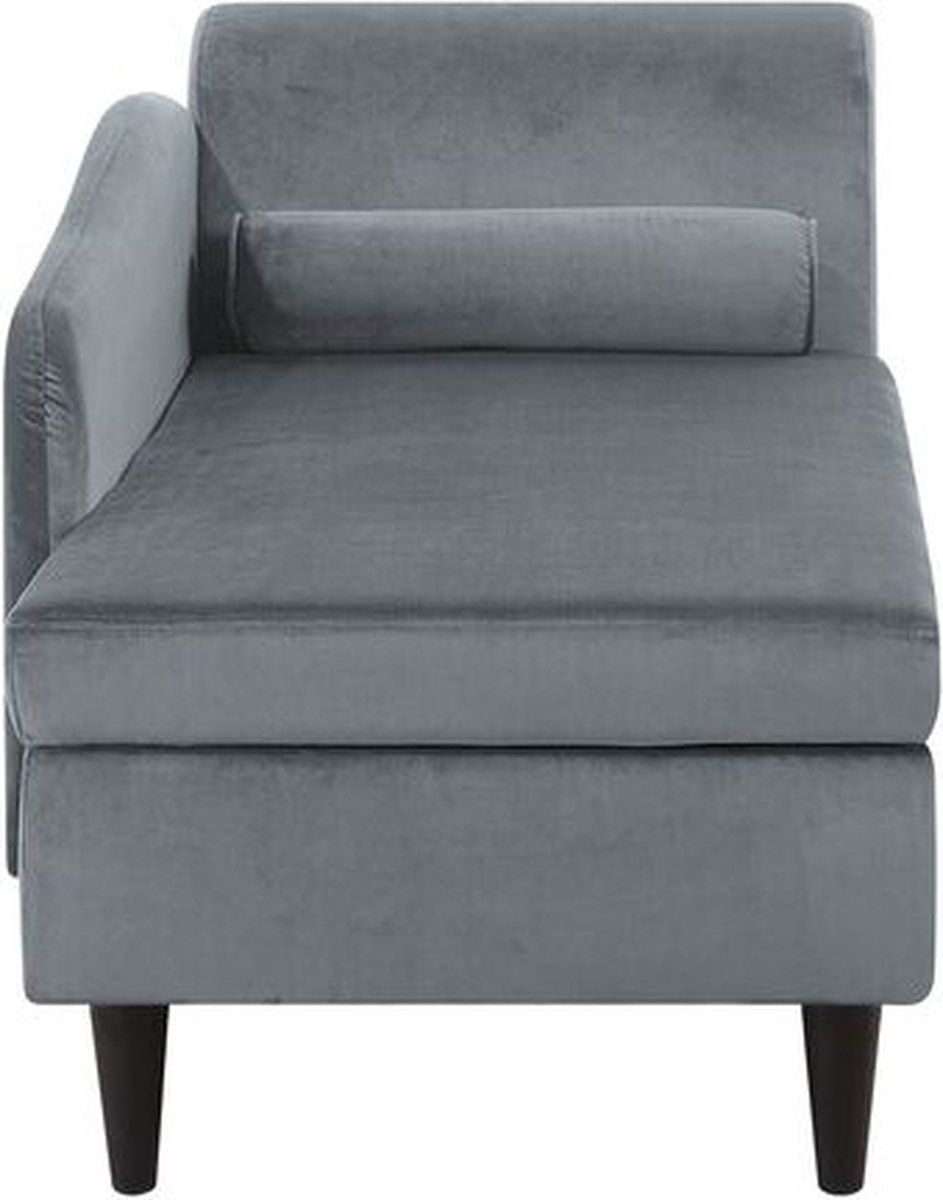 Beliani Luiro Chaise Longue Fluweel 70 X 160 Cm - Grijs