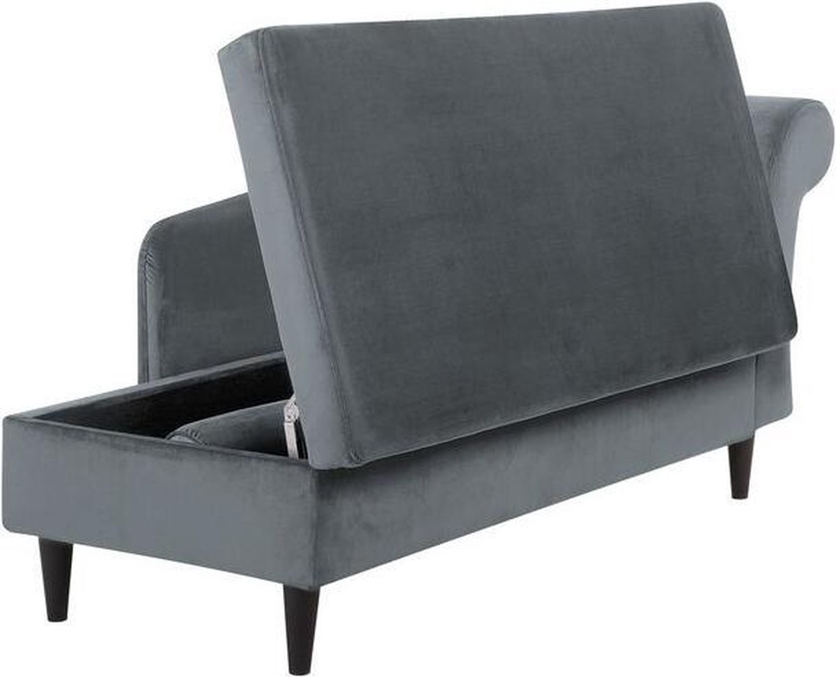 Beliani Luiro Chaise Longue Fluweel 70 X 160 Cm - Grijs