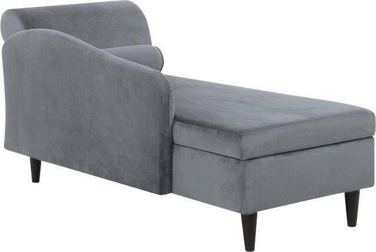 Beliani Luiro Chaise Longue Fluweel 70 X 160 Cm - Grijs