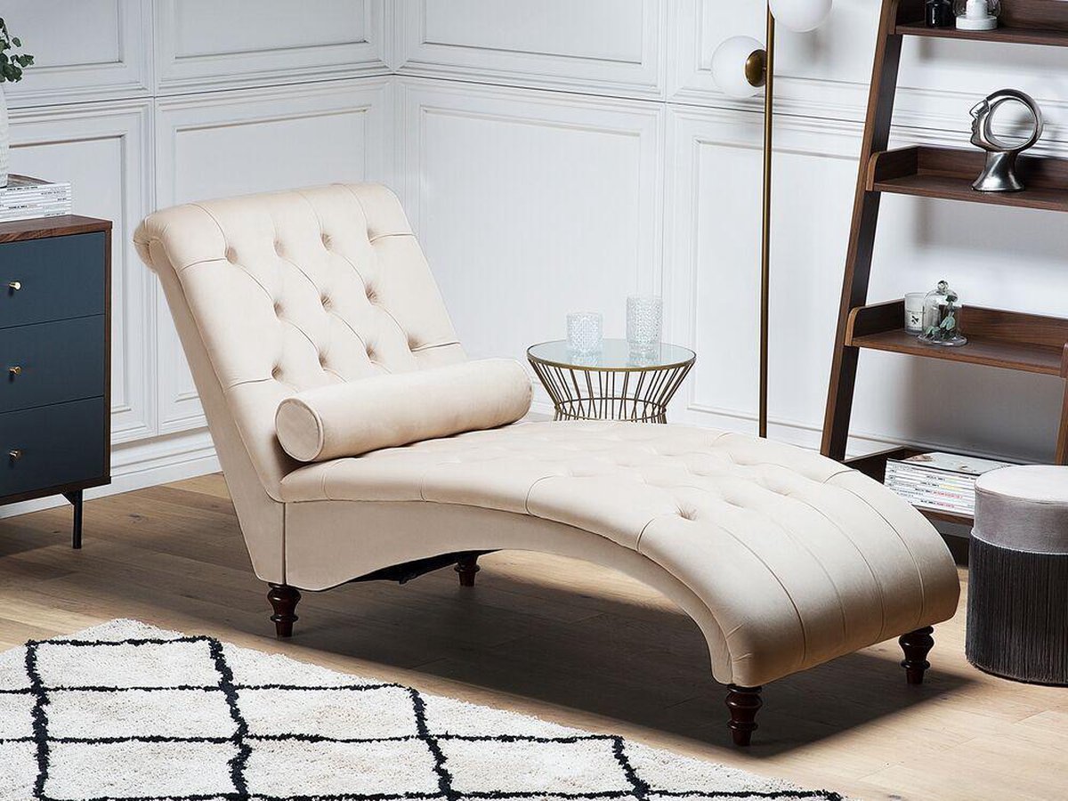 Beliani Muret Chaise Longue Fluweel 72 X 163 Cm - Beige