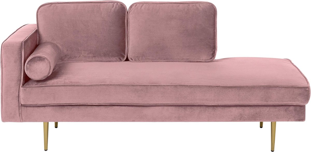 Beliani Miramas Chaise Longue Fluweel 79 X 171 Cm - Roze