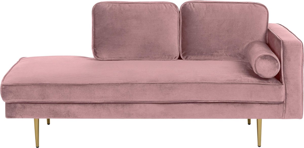 Beliani Miramas Chaise Longue Fluweel 79 X 171 Cm - Rosa