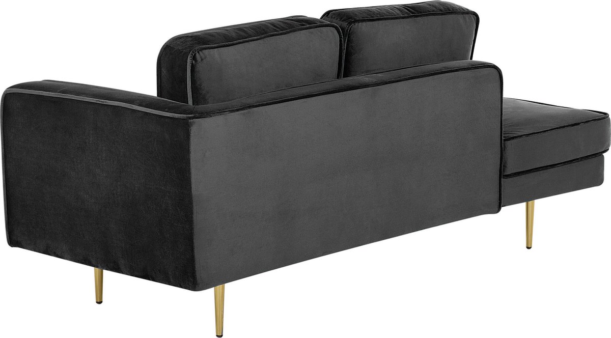 Beliani Miramas Chaise Longue Fluweel 79 X 171 Cm - Zwart