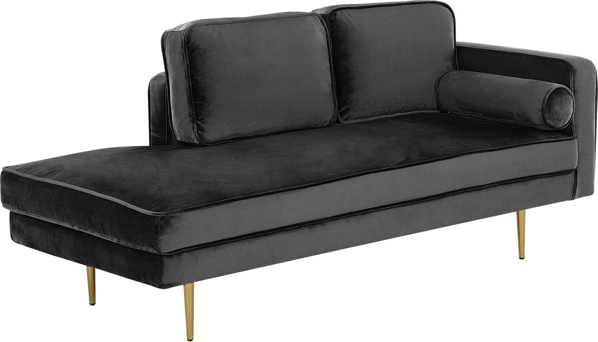 Beliani Miramas Chaise Longue Fluweel 79 X 171 Cm - Negro