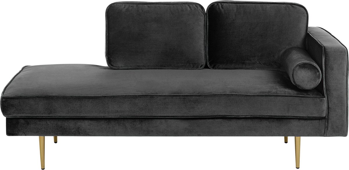 Beliani Miramas Chaise Longue Fluweel 79 X 171 Cm - Zwart