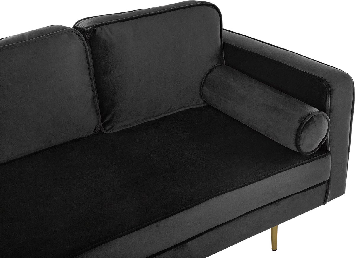 Beliani Miramas Chaise Longue Fluweel 79 X 171 Cm - Zwart