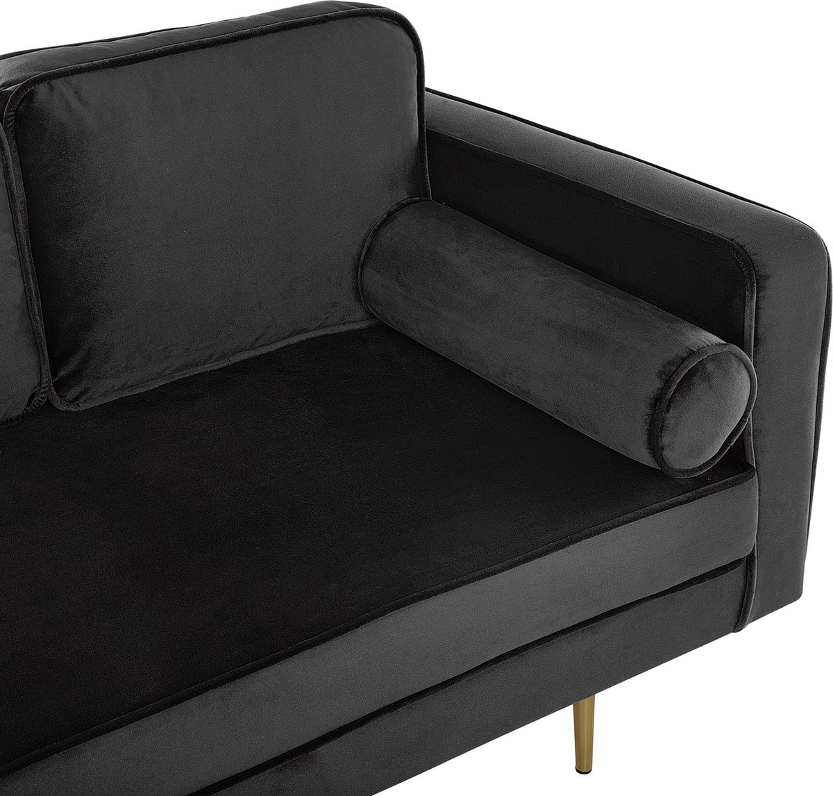 Beliani Miramas Chaise Longue Fluweel 79 X 171 Cm - Zwart