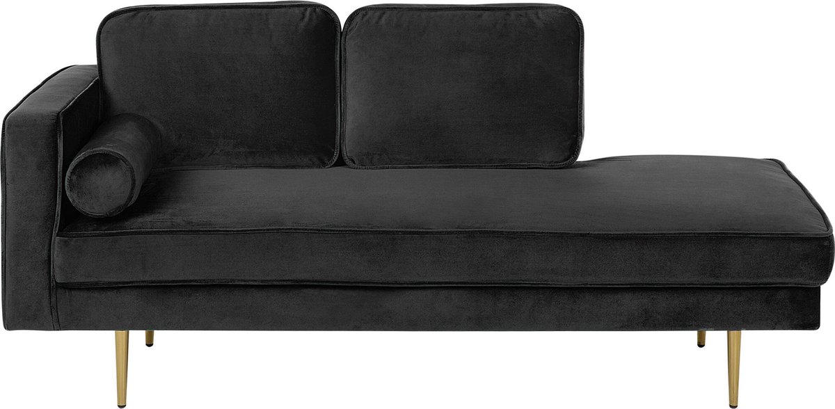 Beliani Miramas Chaise Longue Fluweel 79 X 171 Cm - Zwart