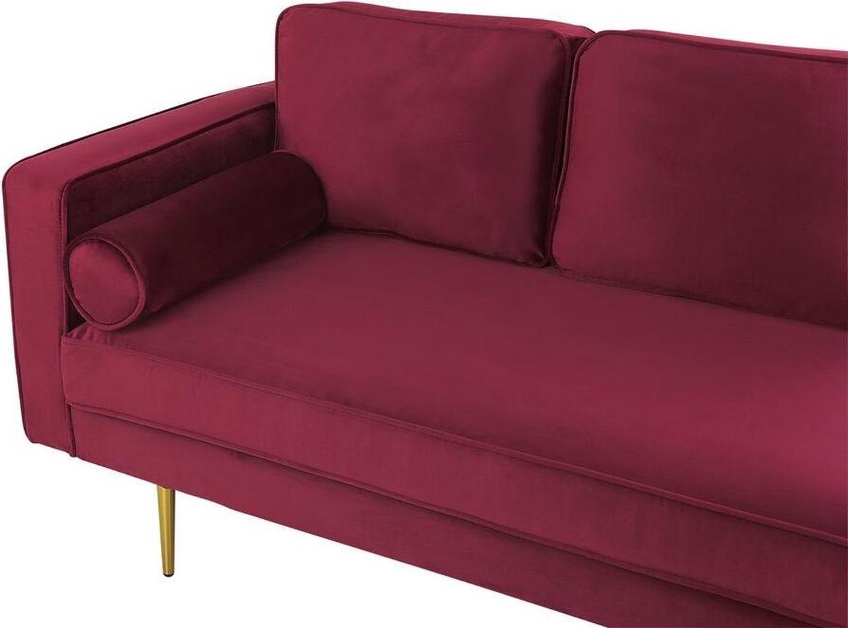 Beliani Miramas Chaise Longue Fluweel 79 X 171 Cm - Rood