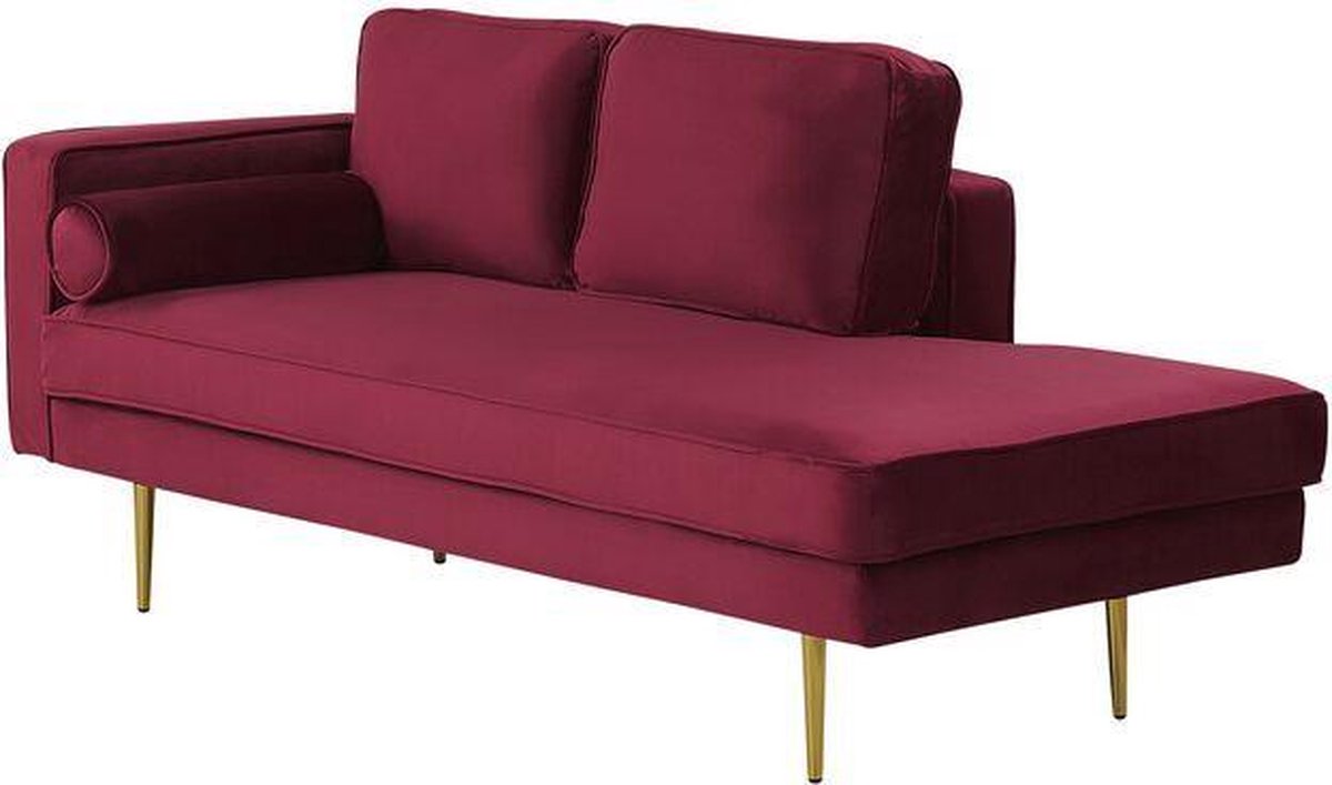 Beliani Miramas Chaise Longue Fluweel 79 X 171 Cm - Rood