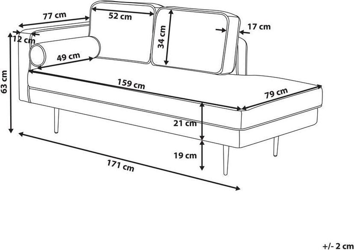 Beliani Miramas Chaise Longue Fluweel 79 X 171 Cm - Rood