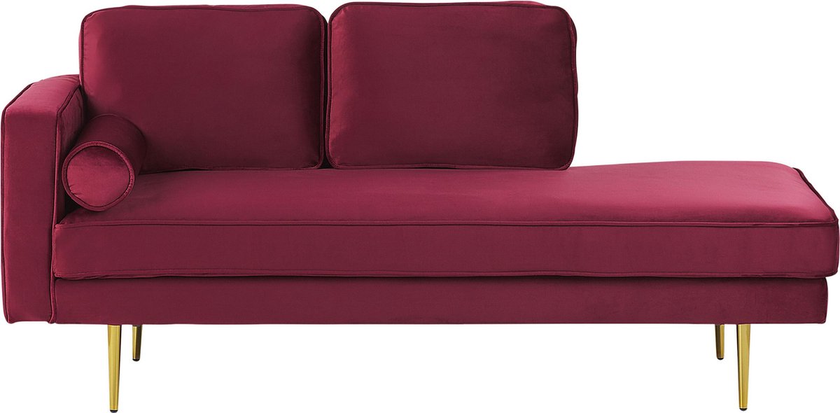 Beliani Miramas Chaise Longue Fluweel 79 X 171 Cm - Rood