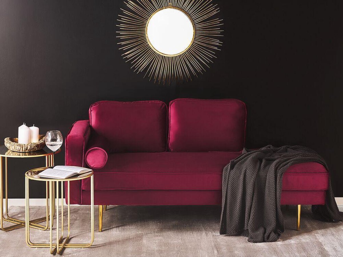 Beliani Miramas Chaise Longue Fluweel 79 X 171 Cm - Rood