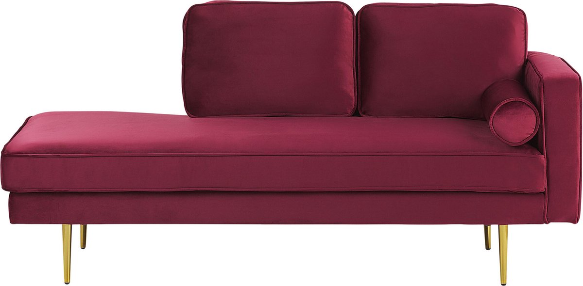 Beliani Miramas Chaise Longue Fluweel 79 X 171 Cm - Rood