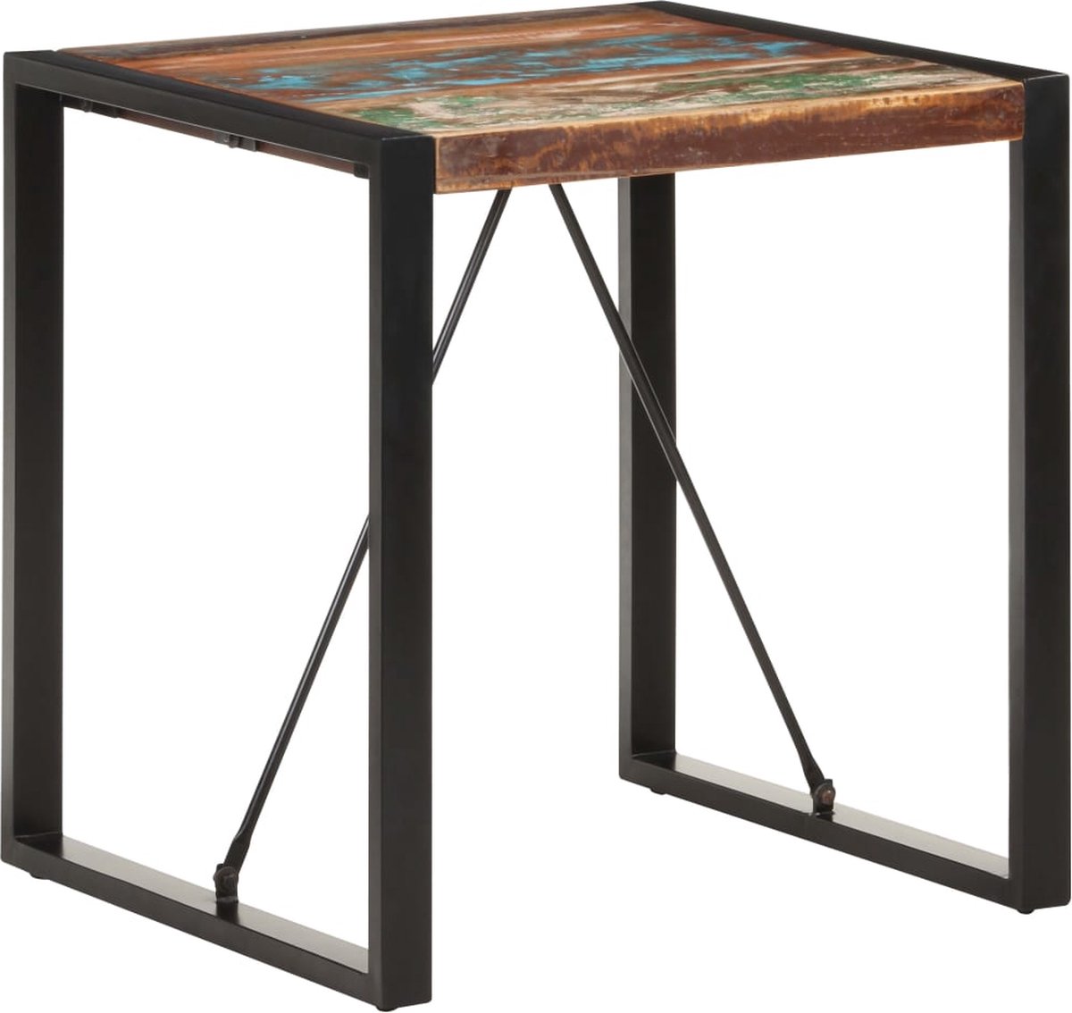Vidaxl Eettafel 70x70x75 Cm Massief Gerecycled Hout - Zwart