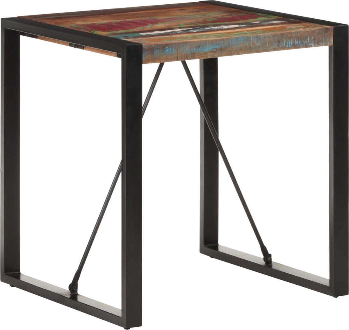 Vidaxl Eettafel 70x70x75 Cm Massief Gerecycled Hout - Zwart