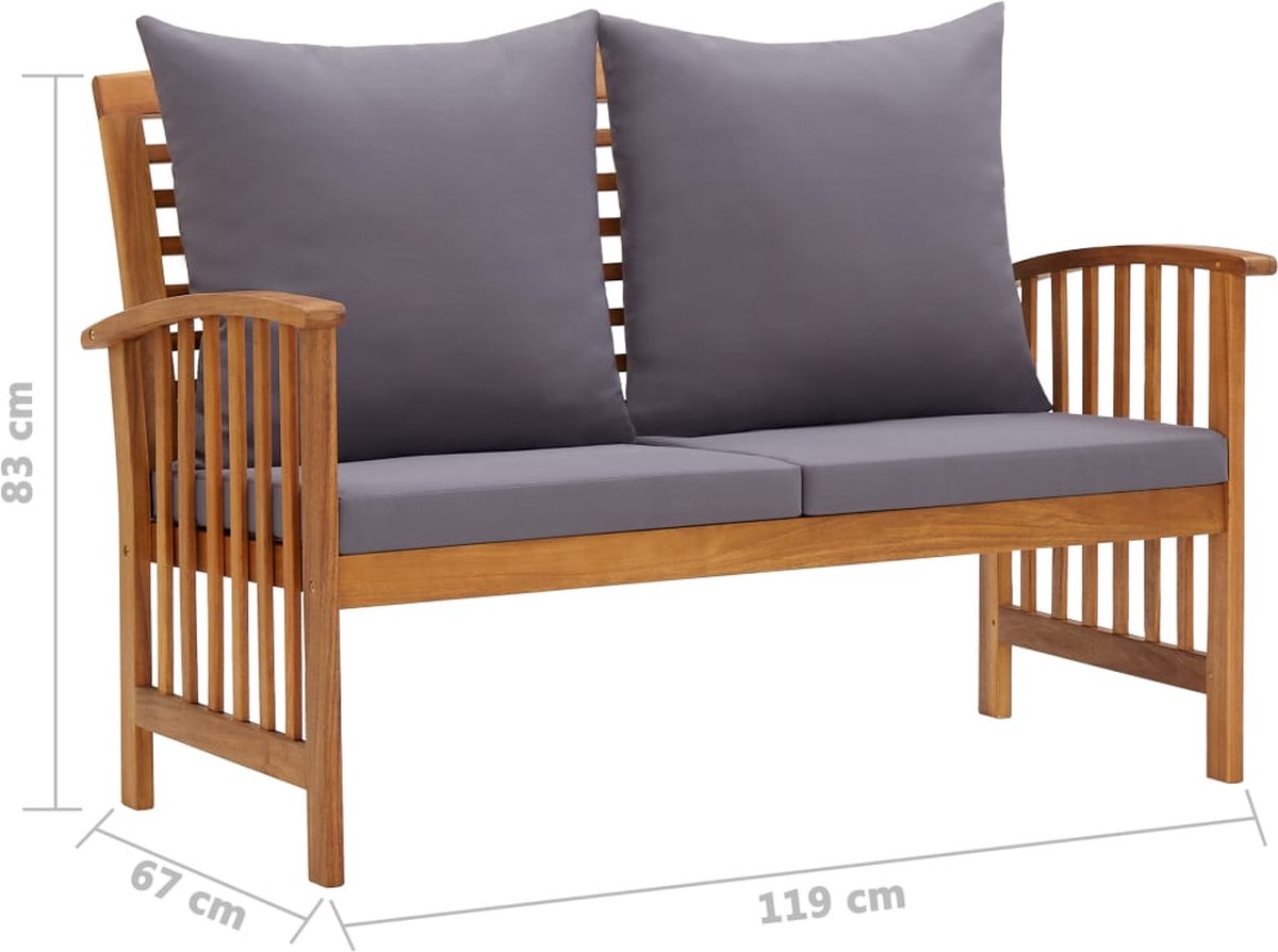 Vidaxl 5-delige Loungeset Met Kussens Massief Acaciahout - Grijs