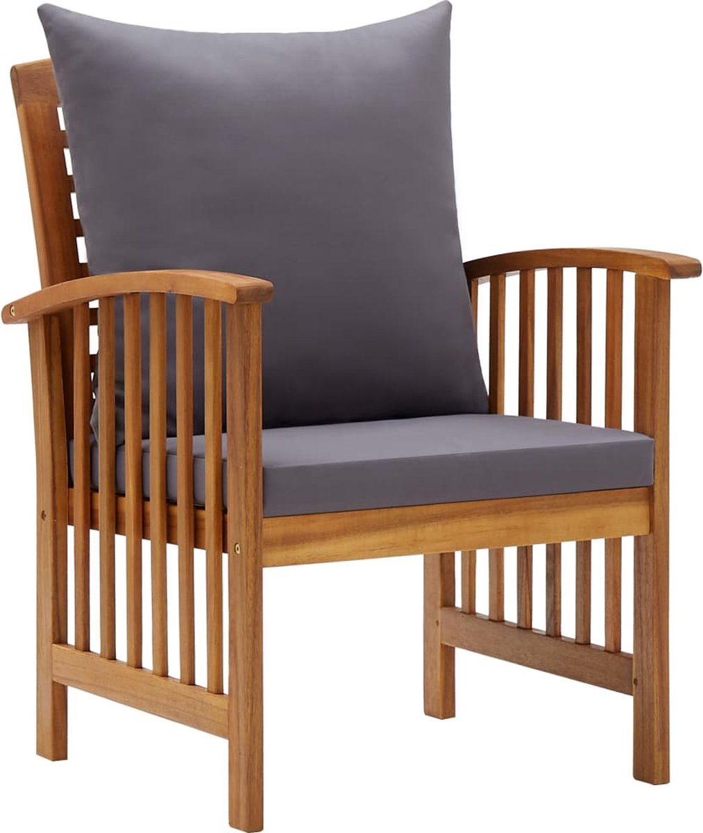 Vidaxl 5-delige Loungeset Met Kussens Massief Acaciahout - Grijs