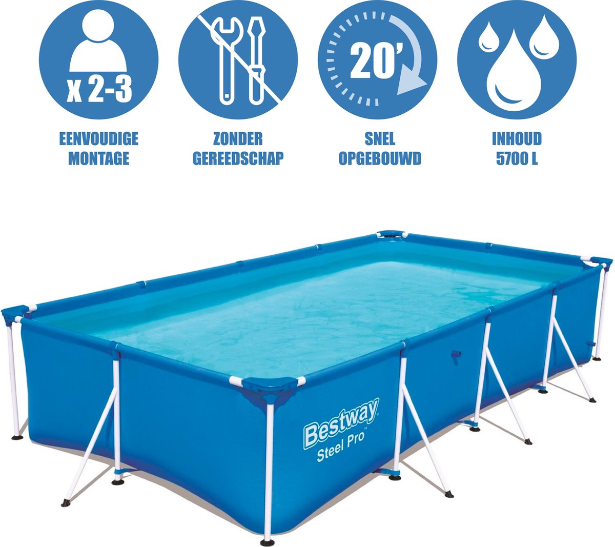 Bestway Steel Pro Frame Zwembad 400 X 211 X 81 Cm - Blauw