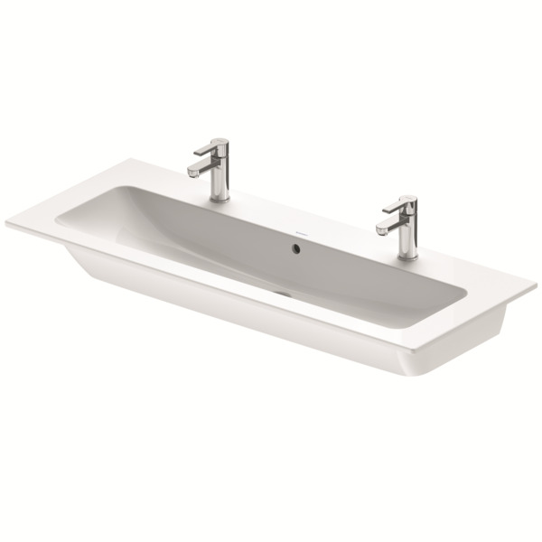 Duravit ME by Starck meubelwastafel 2 kraangaten met overloop 123x49cm 2361120024 - Wit