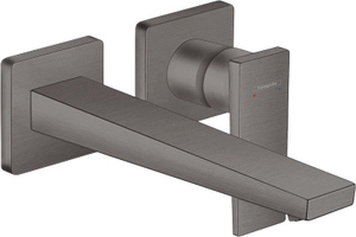 Hansgrohe Metropol afbouwdeel 2-gats wandkraan met voorsprong uitloop 22.5cm z. plaat brushed black chroom 32526340