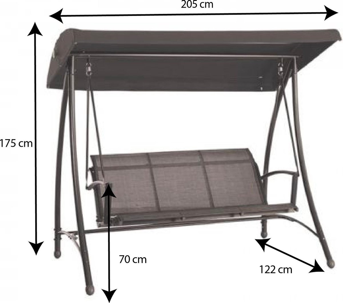 Garden Impressions Rubens Schommelbank 3-zits Donker-antraciet - Grijs