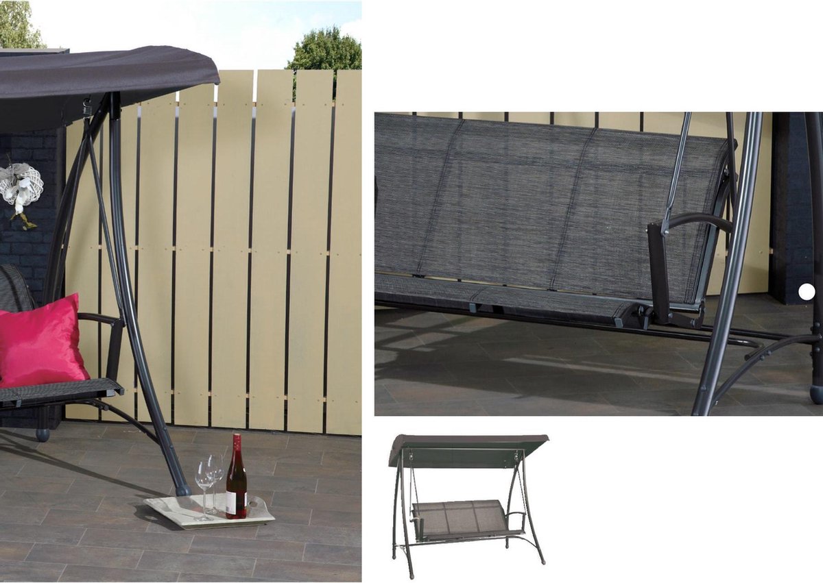 Garden Impressions Rubens Schommelbank 3-zits Donker-antraciet - Grijs