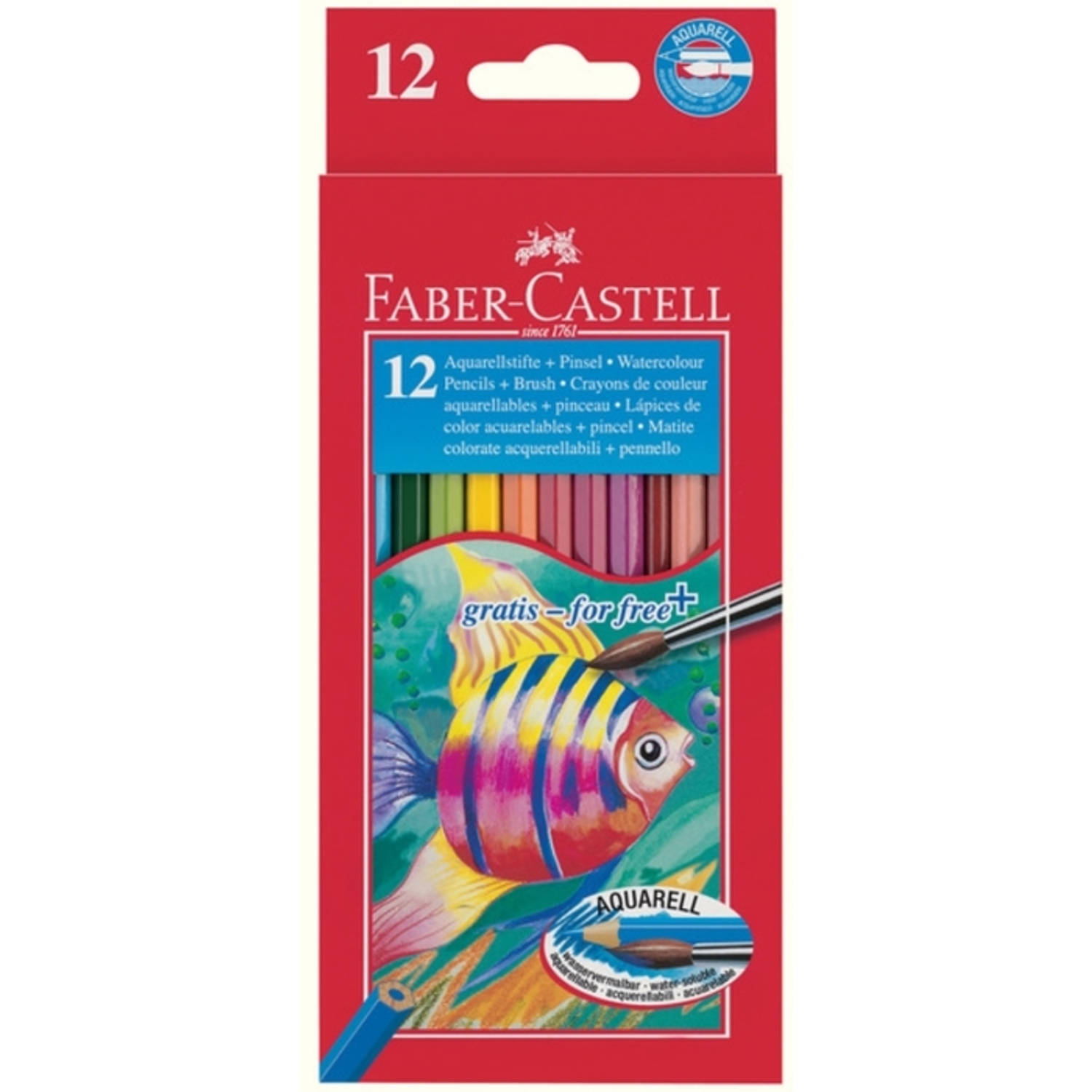 Faber Castell Aquarelpotlood Faber-castell Etui A 12 Stuks + Penseel