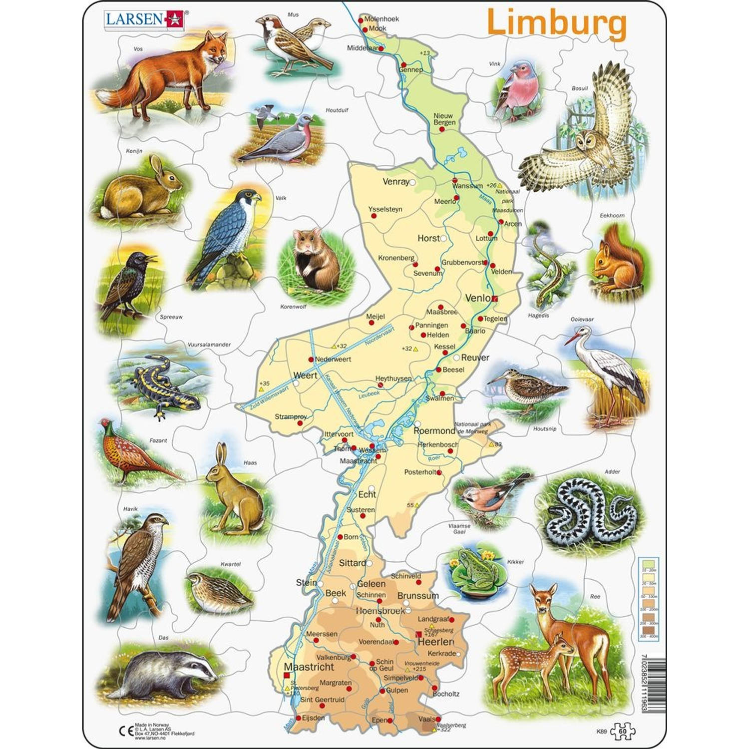 Larsen Legpuzzel Maxi Geografie: Limburg 60 Stukjes