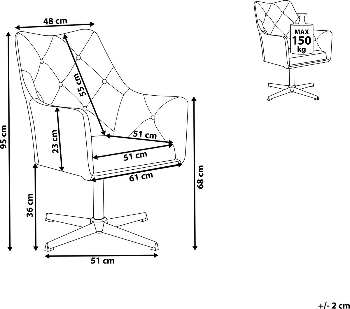 Beliani Vaksala Fauteuil Fluweel 73 X 61 Cm - Groen
