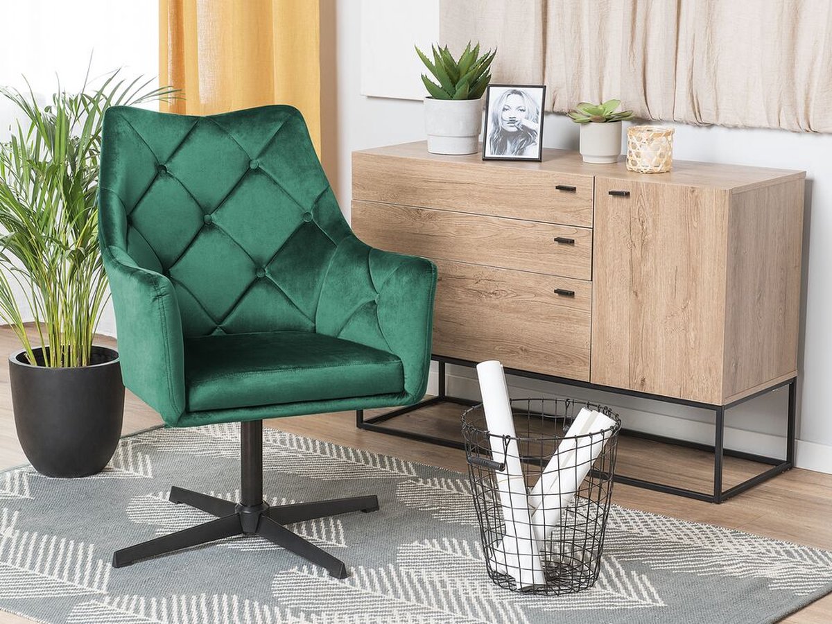 Beliani Vaksala Fauteuil Fluweel 73 X 61 Cm - Groen