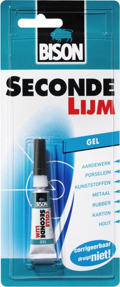 Bison Secondelijm Gel 3gr Tube Blisterkaart