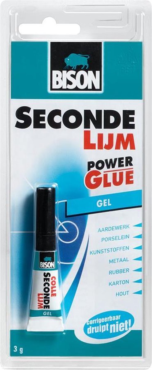 Bison Secondelijm Gel 3gr Tube Blisterkaart