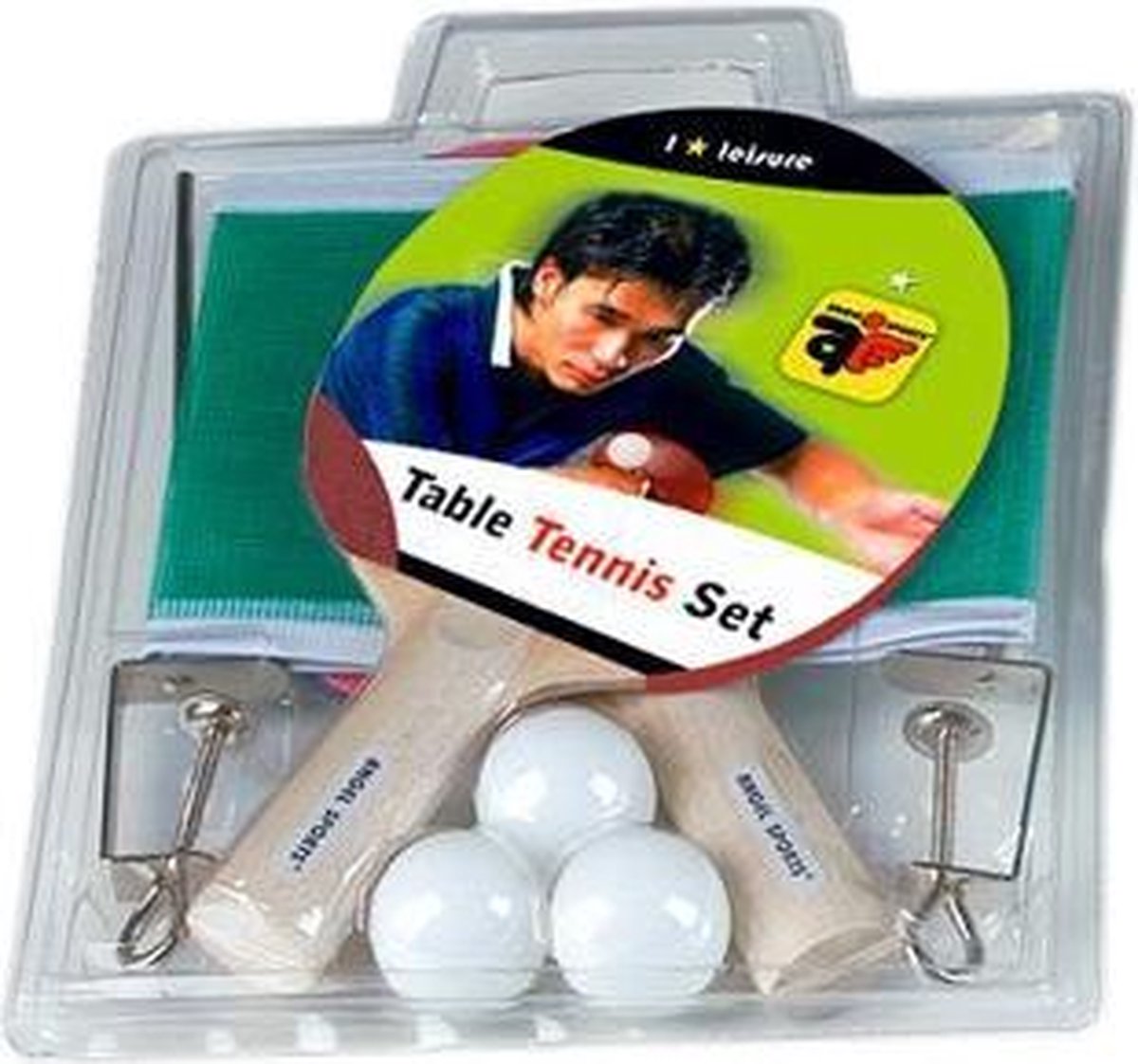 Top1Toys Tafeltennisset 2 Batjes, 3 Balletjes En Netje - Rood