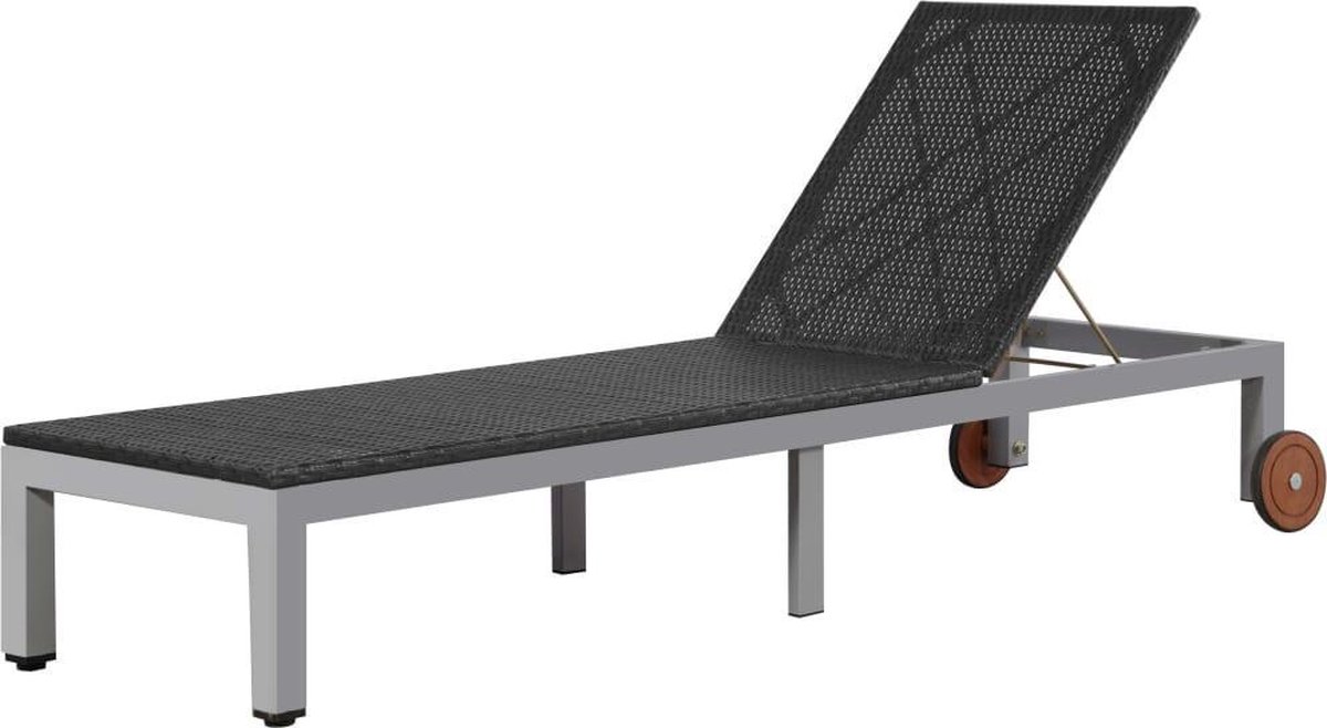 Vidaxl Ligbed Met Wieltjes Poly Rattan - Negro