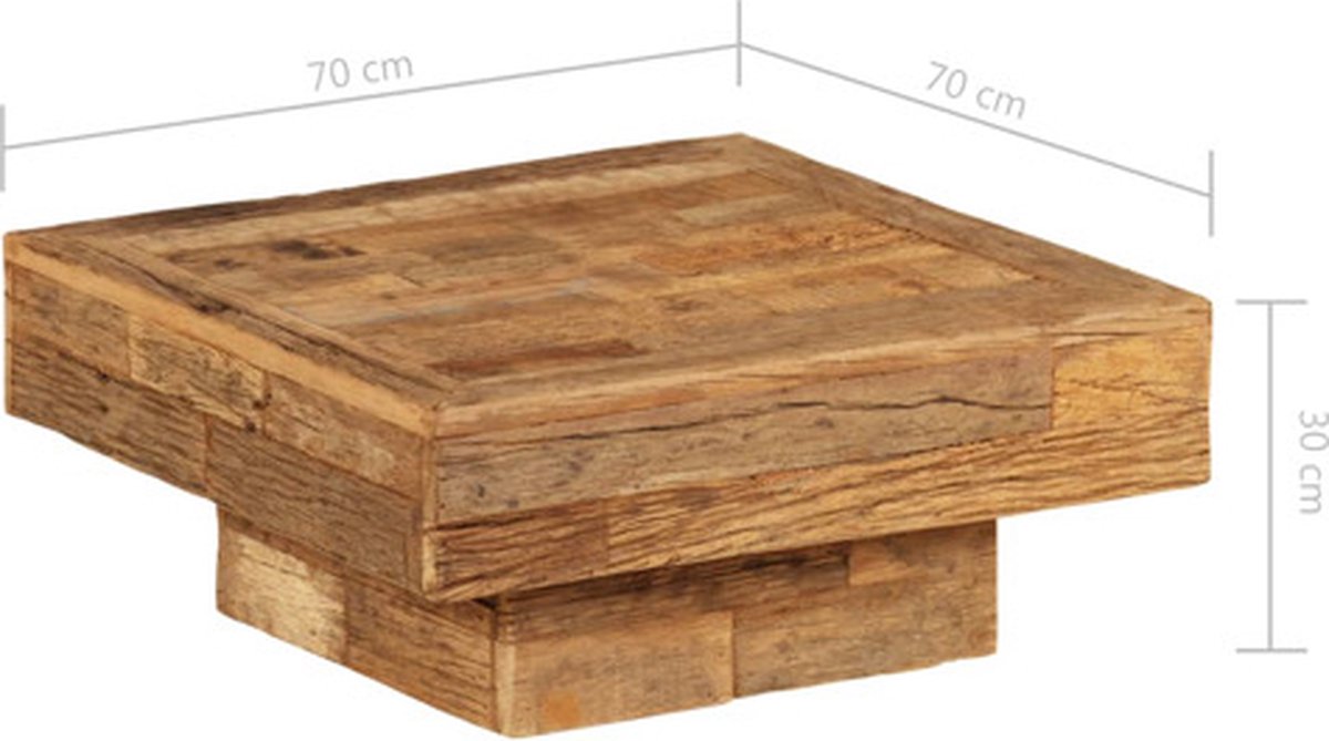 Vidaxl Salontafel 70x70x30 Cm Massief Gerecycled Bielshout - Bruin